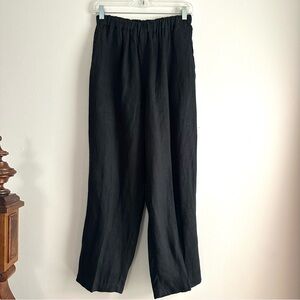 Flax • Cropped 100% Linen Black Pants